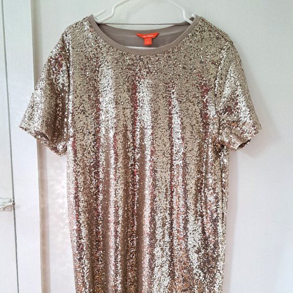 Sequin Short Sleeve Mini Dress - Picture 1 of 3